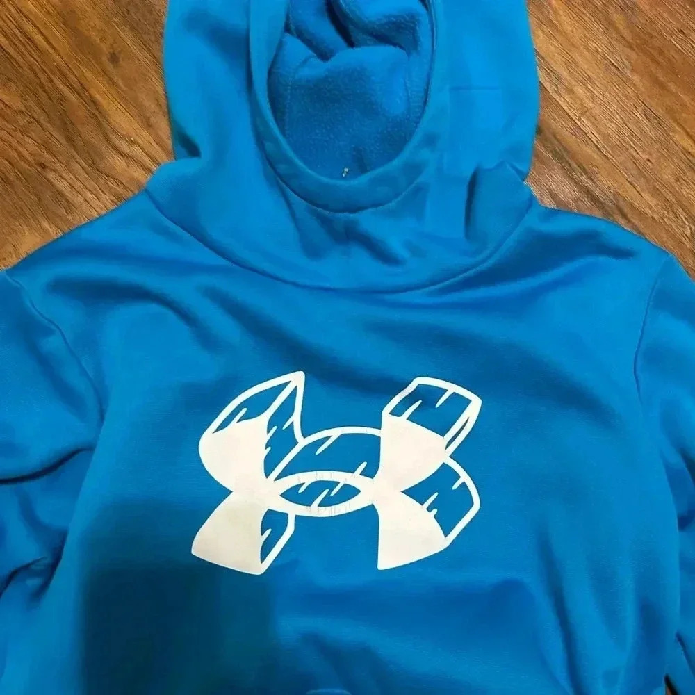 Under Armour Boy’s Hoodie Size Large Royal Blue With Logo School Fall - Picture 2 of 7
